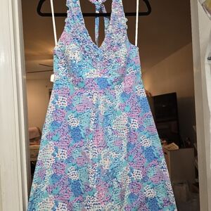 Lilly Pulitzer Floral Halter Dress in Blue and Pink
